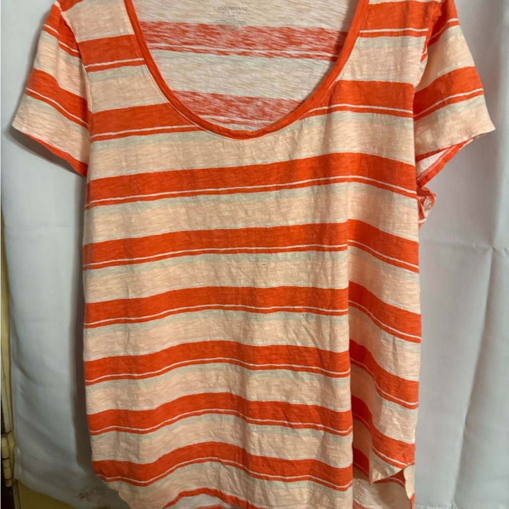 Lane Bryant Orange and Cream Striped Tee